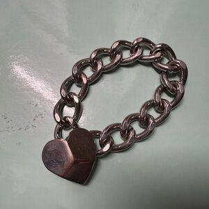 BCBG Silver Heart Charm Bracelet